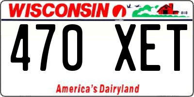 WI license plate 470XET