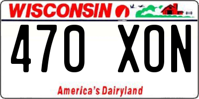 WI license plate 470XON