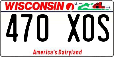 WI license plate 470XOS