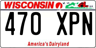 WI license plate 470XPN