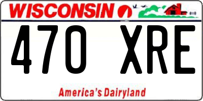 WI license plate 470XRE