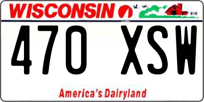 WI license plate 470XSW