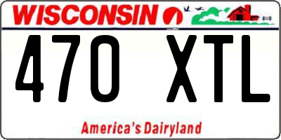 WI license plate 470XTL