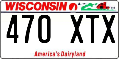 WI license plate 470XTX