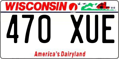 WI license plate 470XUE