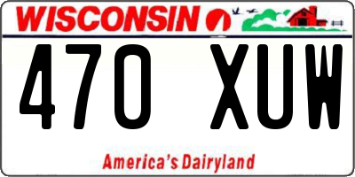 WI license plate 470XUW
