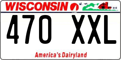 WI license plate 470XXL