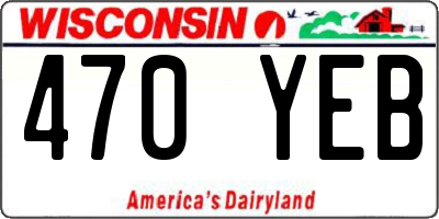 WI license plate 470YEB
