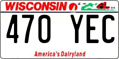 WI license plate 470YEC