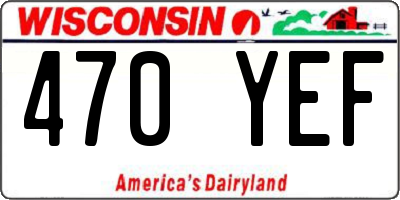 WI license plate 470YEF