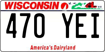 WI license plate 470YEI