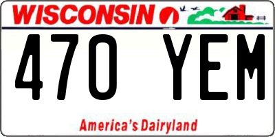 WI license plate 470YEM