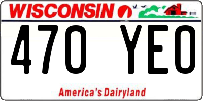 WI license plate 470YEO