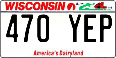 WI license plate 470YEP