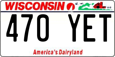 WI license plate 470YET