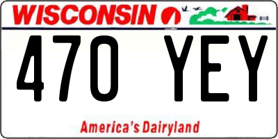 WI license plate 470YEY