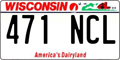 WI license plate 471NCL