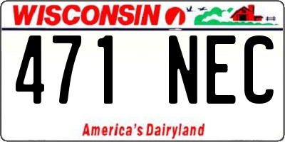 WI license plate 471NEC