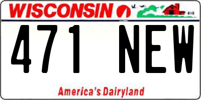 WI license plate 471NEW