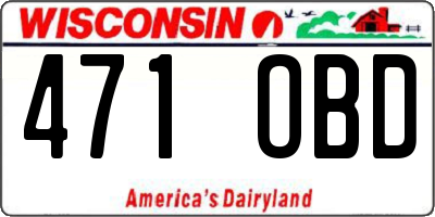 WI license plate 471OBD
