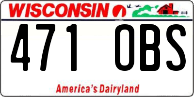 WI license plate 471OBS