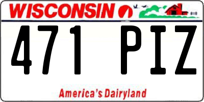 WI license plate 471PIZ