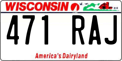 WI license plate 471RAJ