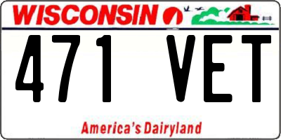 WI license plate 471VET