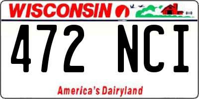 WI license plate 472NCI