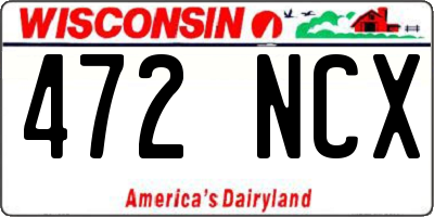 WI license plate 472NCX