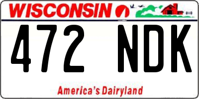 WI license plate 472NDK