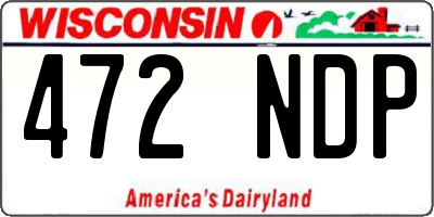 WI license plate 472NDP