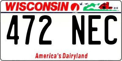 WI license plate 472NEC