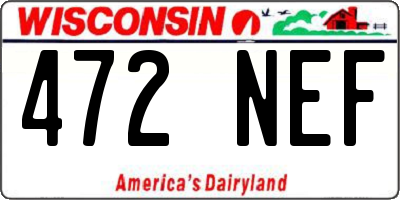 WI license plate 472NEF