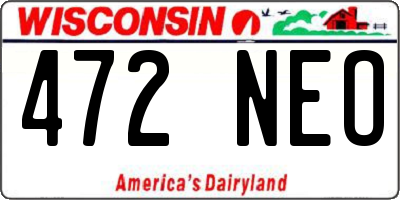 WI license plate 472NEO