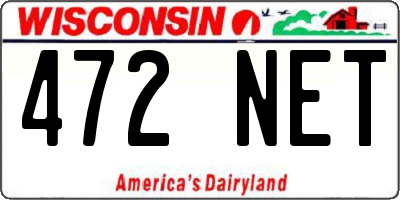 WI license plate 472NET