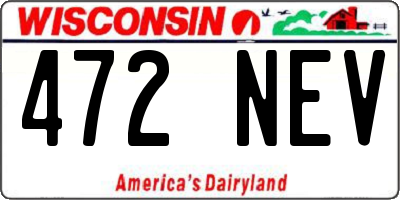 WI license plate 472NEV