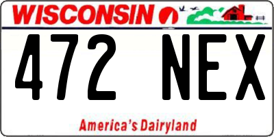 WI license plate 472NEX