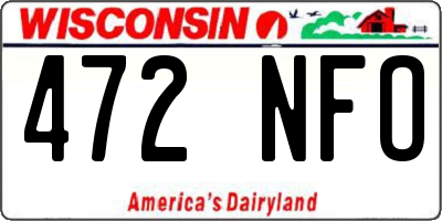 WI license plate 472NFO