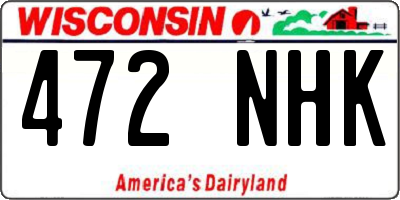 WI license plate 472NHK