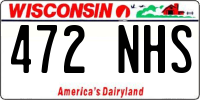 WI license plate 472NHS