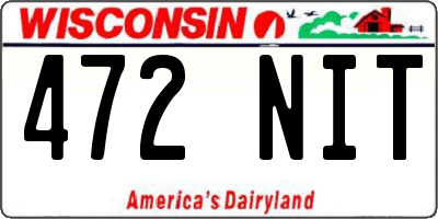 WI license plate 472NIT