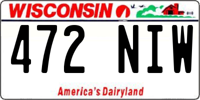 WI license plate 472NIW