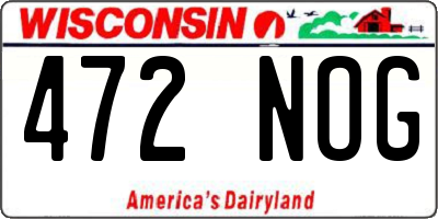 WI license plate 472NOG
