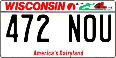 WI license plate 472NOU