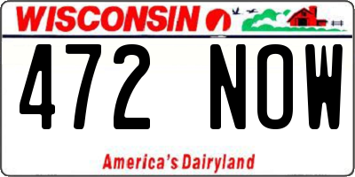 WI license plate 472NOW
