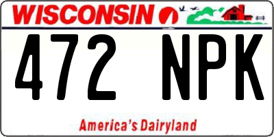 WI license plate 472NPK