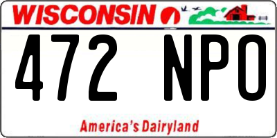 WI license plate 472NPO