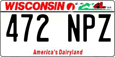 WI license plate 472NPZ