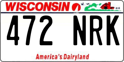 WI license plate 472NRK